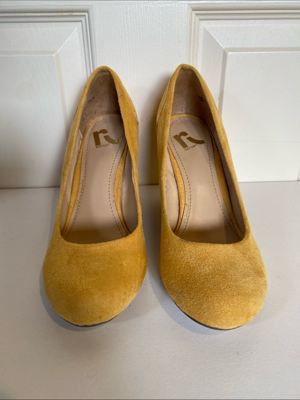 Report Mustard Suede Round-Toe Pumps - Women